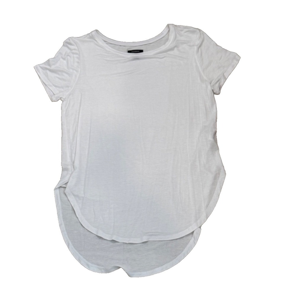 Halogen White Short Sleeve Tee XS Rayon Blend Hi-Low Hem Stretch Basic Top